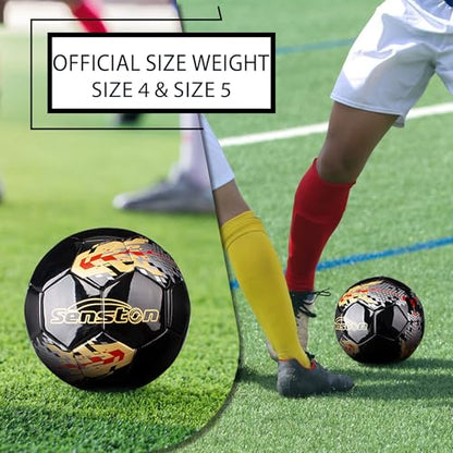 Senston Soccer Ball Size 3 & Size 4 & Size 5 for Kids and Adult Official Match Training Soccer Ball with Pump - color: black, size: size 4