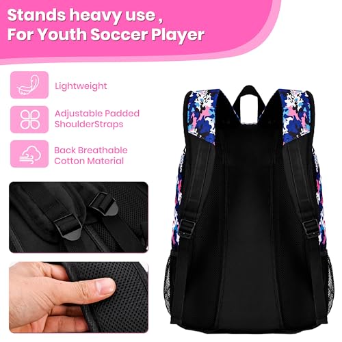 Hsmihair Youth Soccer Bag-Soccer Backpack&Backpack for Football Basketball,with Ball Compartment Separate Cleat Package - color: PinkCamo