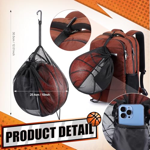 Dansydaisy Mesh Ball Bags Basketball Volleyball Football Single Storage Bag with Zipper Pocket Drawstring Sling Back Bag D Rings for Carrying Ball