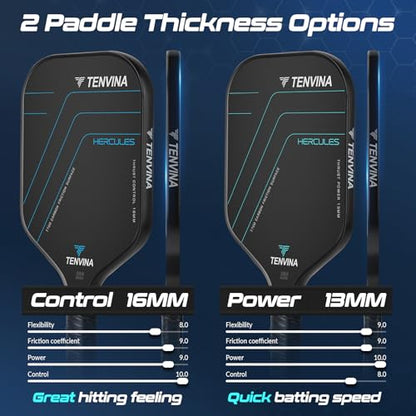 TENVINA Pickleball Paddles, Multi-Layer T700SC Textured Carbon Fiber Pickleball Paddle, Pickle Ball Paddle with Strong Spin & Power Surface, 4-Types of Shapes and Thicknesses, USAPA Approved - style: 2-Pack of Carbon-Elongated-16MM