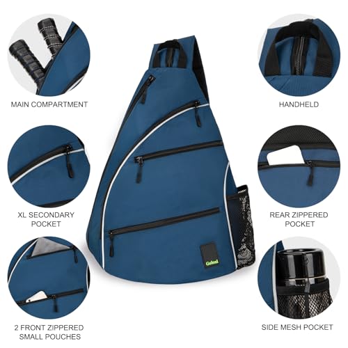 Goloni Pickleball Bag for Women Men, Convertible Pickleball Backpack Sling Bag with Fence Hook, Waterproof Polyester Paddle Bag with Multiple Compartments - color: Blue