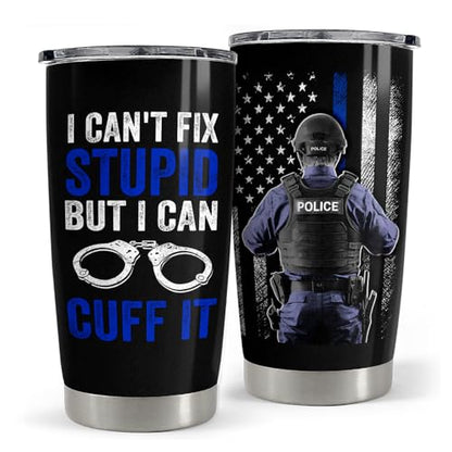 Police Tumbler 20oz Stainless Steel Insulated Coffee Travel Mug Cup Police Officer Gifts for Men Dad Husband on Birthday Christmas Fathers Day - color: Police