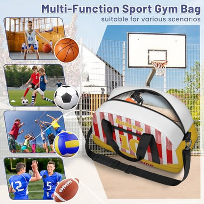Basketball Soccer Gifts for Boys Girls - Custom Sports Duffle Bag, Personalized Name & Team Bag, Water-Resistant Gym Bag for Basketball, Soccer, Volleyball | Y-Red Yellow - color: Y-Red Yellow