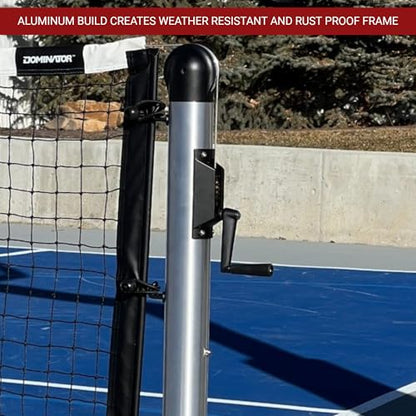 Dominator PRO Portable Pickleball Net - Heavy Duty USAPA Compliant Portable Regulation Pickleball Net - Indoor/Outdoor Aluminum Rust Proof Frame w/Adjustable Net Tension & Locking Wheels - style: Silver