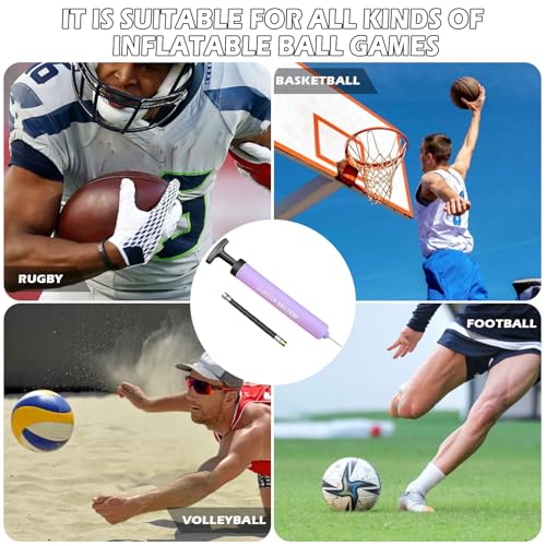 Sports Ball Pump Inflator with 5 Needles (Pin), Dual Action Hand Held Portable Air Pump with pins to Inflate Soccer Ball, Football, Volleyball, Rugby, Netball & Basketball