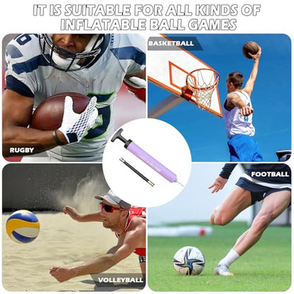 Sports Ball Pump Inflator with 5 Needles (Pin), Dual Action Hand Held Portable Air Pump with pins to Inflate Soccer Ball, Football, Volleyball, Rugby, Netball & Basketball