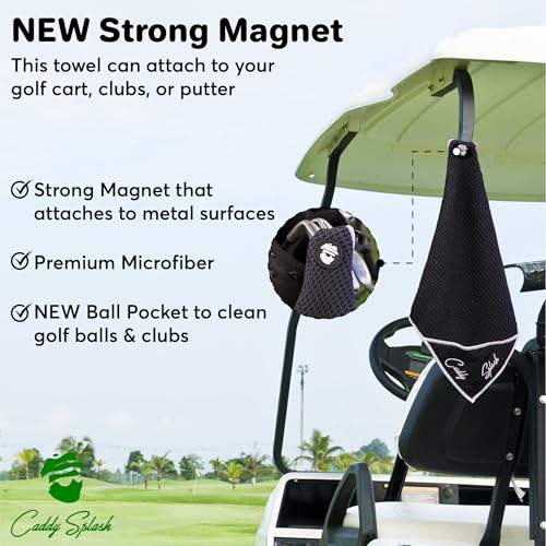 Golf Club Water Brush PRO + Golf Pocket Mag Towel - Black Bundle