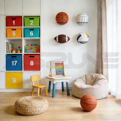 6Pack Basketball Wall Mount Bulk Ball Holder Wall Mount Storage Display Universal Ball Rack Metal Black Rack Holder Space Saver for Basketball Football Volleyball Soccer - size: 6Pack, style: Style-1