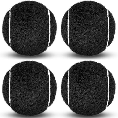 Tennis Balls, 4 Pack Training Tennis Balls – Practice Balls for Beginners & Playing Balls for Dogs - color: Black