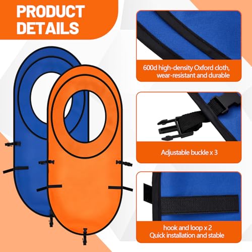 Arrowbash 2pcs Large Pop up Tennis Targets Detachable Training Rings 600d Oxford Cloth Tennis Serve Training Aid with Carry Bag, Blue/Orange