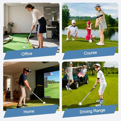 5 in 1 Golf Swing Trainer Aid, Retractable Training Club with Click Sound Feedback and Grip Guide, Portable Rhythm and Tempo Warm Up Stick for Right Handed Golfers