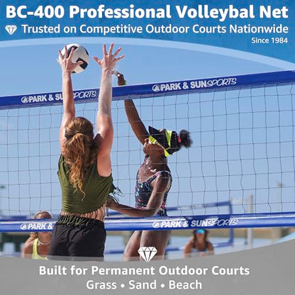 Park & Sun Sports Regulation Size Indoor/Outdoor Professional Volleyball Net with Steel Cable Top and Bottom, Blue, One Size