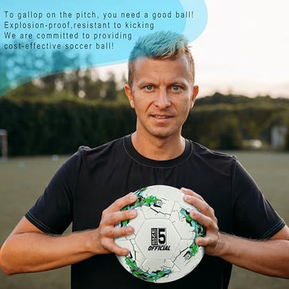 Senston Soccer Ball Size 5 -Official Match Weight-Youth & Adult Soccer Players - Air Pump Included - color: green