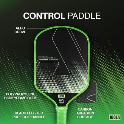 JOOLA Ben Johns CAS 16mm Carbon Fiber Pickleball Paddle - CAS Surface Tech - Control & Power Paddle - USAP Approved - Aero Curve - Feel-Tec Pure Grip - NFC Chip - color: Jolt Green, size: Hyperion