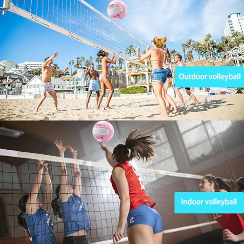 Soft Volleyball Official Size 5 for Indoor Outdoor Beach Sand Play Pool Gym Training, Soft Touch Thicker PU Volleyball with1 Ball Pump & 1 Air Needles for Adult