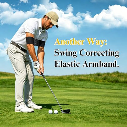 Golf Training Aid Ball and Armband, Golf Swing Trainer for Consistent Precise Swing, Fix Slicing, Scooping Chicken Wing, Golf Training Tool with Armband, Adjustable Lanyard, Storage Bag Golfer