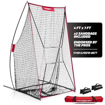 PowerNet Sideline Trainer, 7 x 4 FT Football Kicking Net for Punting Kicking Passing or Snapping, Portable Practice Equipment, Outdoor & Indoor Football Team Training Aid