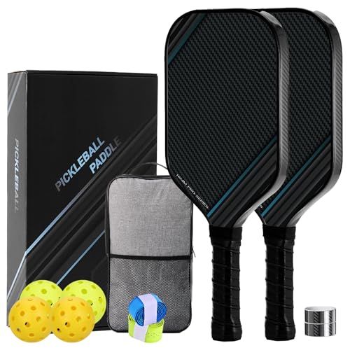 Carbon Pickleball Paddles Set of 2, Professional Pickle Ball Rackets, Pickleball Gifts for Women、Man、Beginner、Pickleball Lovers - color: Textured-VC
