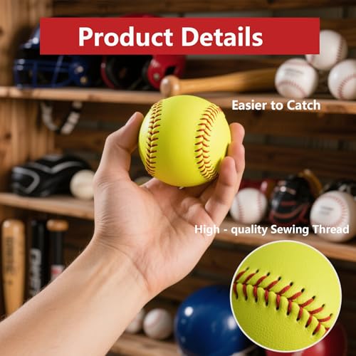 Official Size 12" Softballs - Fastpitch Practice & Training Balls, Leather Covered - color: 6 Softballs