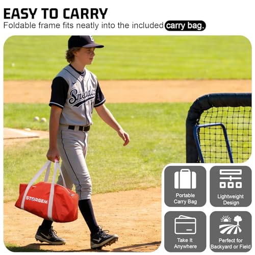 Storgem 6'X6' Baseball Softball Practice Net, Portable Baseball Net for Batting, Hitting, Pitching and Fielding, Carry Bag, Strike Zone and Batting Tee, Great for Kids Adult Youth