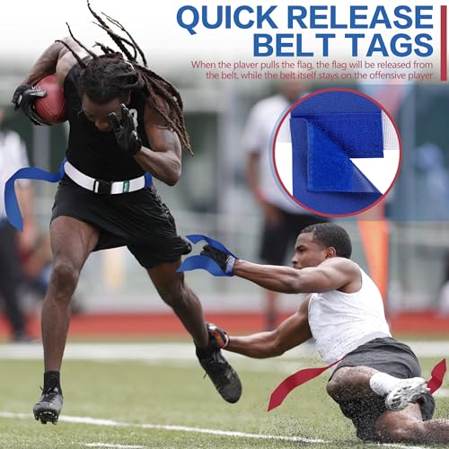 Flag Football Belts, 10/14 Player White Flag Football Sets for Youth, Kids and Adults Team Sports Training Games - color: Red and Blue