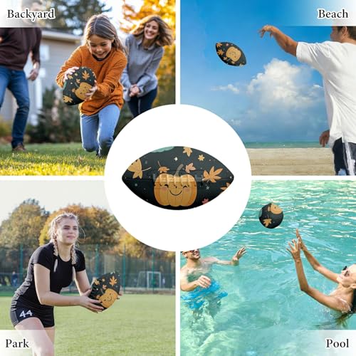American Football, Official Size 11.9 x 7.3 Inch, Premium Composite Leather High-Grip Ball with Pro-Style Lacing, Unique Prints for Training, Games & Gifts - color: Pumpkins