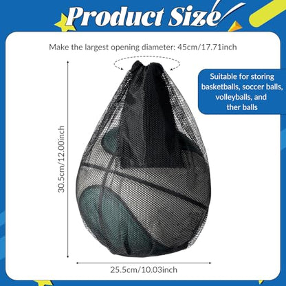 Single Ball Bags Mesh with Double Hook, Ball Storage Bag, Mesh Storage Bags with Zipper Pocket, Drawstring Sling Backpack for Soccer Basketball Football Volleyball