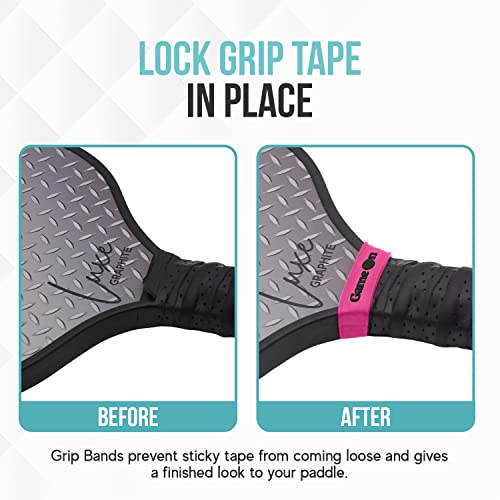 Palms-O-Aces | Pickleball Grip Bands | Silicone Paddle Grip Bands for Securing Overgrips & Paddle Identification | Embossed Non-Slip Handle Band | Universal Fit Pickleball Accessory & Gift for Players