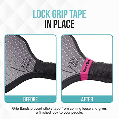 Palms-O-Aces | Pickleball Grip Bands | Silicone Paddle Grip Bands for Securing Overgrips & Paddle Identification | Embossed Non-Slip Handle Band | Universal Fit Pickleball Accessory & Gift for Players