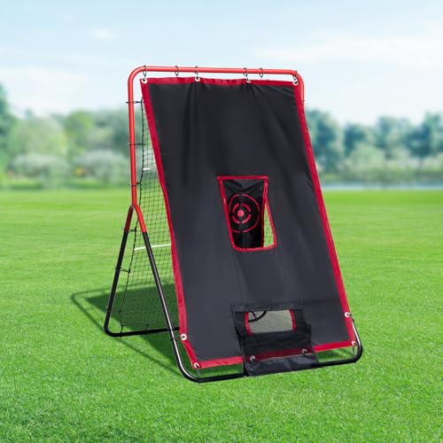VEVOR Baseball and Softball Rebounder Net, PitchBack Baseball Pitching Net, Volleyball Pitch Return Trainer Rebound Net with Pitching Target, All Angle Fielding Rebound Net for Grounders Pop Flies - style: 3X4.5FT(upgraded 2IN1)