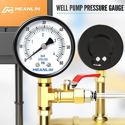 1/4" NPT 0-60Psi 2" Dial Face Well Pump Pressure Gauge, Lower Mount, Suitable for Water, Oil, Air Pressure Testing - size: 0-60Psi, style: 1/4"NPT Lower Mount