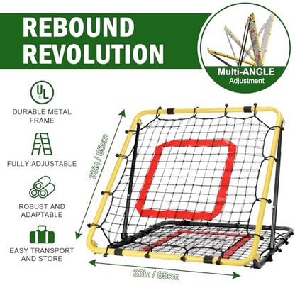 BaseGoal Baseball and Softball Rebounder Net,Baseball Rebounder,Volleyball Rebounder,Pitch Back Net,Multi-Sport Training Rebound Screen,with Pitching Target,Easy Adjustable Angles