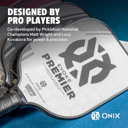 Onix Evoke Premier Professional Tournament Pickleball Paddle Composite Face Impact Paddle Shape - color: White, size: Medium, style: 14mm