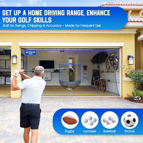 Golf Net with Target Pocket, 20ft/15ft/10ft Golf Practice Net, Heavy-Duty Multi Sports Netting Barrier, Golf Hitting Net for Golfer Garages Backyard Driving Swing Chipping, Indoor Outdoor Use - size: 20ftx10ft