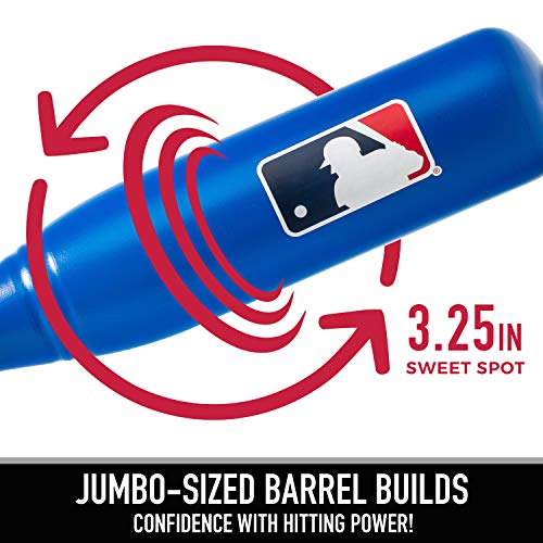 Franklin Sports MLB Jumbo Kids Plastic Baseball Bat - Backyard Bat with Large Barrel for Toddlers - Fat Plastic Bat - color: Blue