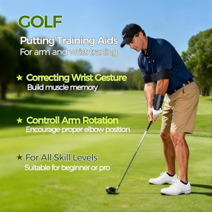 RILL Golf Training Aid, Include Golf Wrist Training Aid and Arm Band, Golf Swing Training Aid to Correct Wrist Angle and Develop Muscle Memory, Posture Correcting Tool for Beginners and Pros