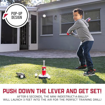 Franklin Sports MLB Micro Tee Trainer – Kids Baseball Batting Trainer with Pop-Up Pitching Machine, 10 Durable Balls, Drill Card & Bag – Youth Hitting Practice Set for Backyard Training