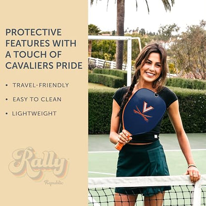 Officially Licensed Collegiate Pickleball Paddle Cover - Lightweight PU Leather Material - Durable Foam Interior Protection with Zippered Closure - Fits Most Paddles on the Market - color: Virginia Cavaliers