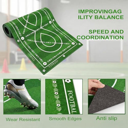 Different Sizes Soccer Training Mat with 8 Design, Non Slip Agility and Dribbling Mat for Ball Control Drills, Portable Indoor Outdoor Use - size: Large