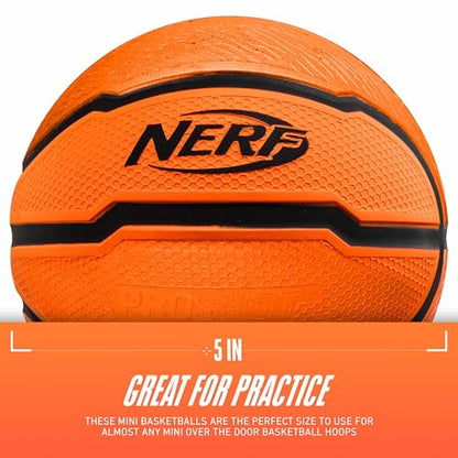 Nerf Mini Foam Basketballs - Indoor + Outdoor Foam Balls - 5" Inch Basketballs for Mini + Over the Door Hoops - 2 Balls Included - Orange