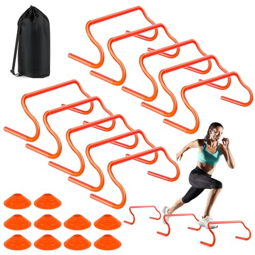 Agility Hurdles Training Equipment - Speed Hurdles and Soccer Cones with Carrying Bag for Soccer, Football, and Track Drills, Ideal for Athletes Speed and Agility Training - style: 10 PCS