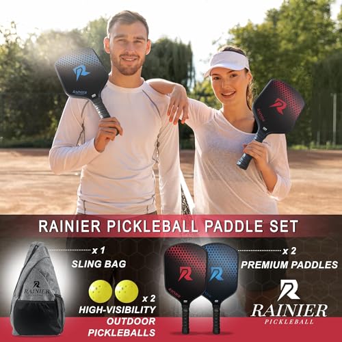 Fiberglass Pickleball Paddles Set of 2 | USAPA Approved Pickleball Paddle | 2 Rackets, 2 Balls, 1 Sling Carry Bag | 16mm Pickle Ball Paddle Set for Men and Women
