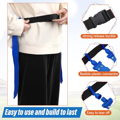 Wettarn 10/16 Player Flag Football Belts Adjustable Flag Football Set with Cones Bag for Youth Adults Kids Training Sport - color: Blue, Orange
