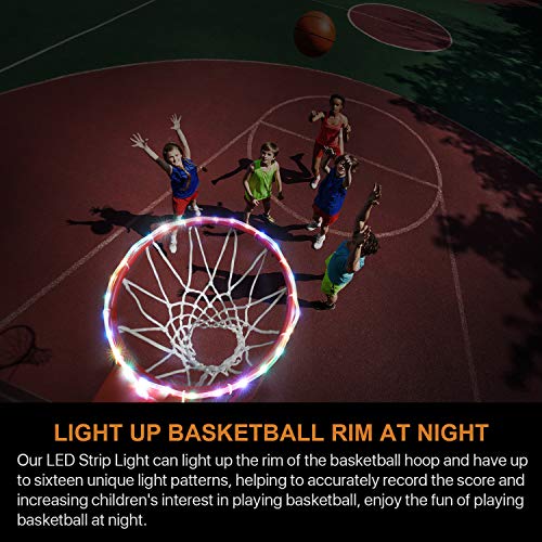 Waybelive LED Basketball Hoop Lights, Remote Control Basketball Rim LED Light, 16 Color Change by Yourself, Waterproof, Super Bright to Play at Night Outdoors, Good Gift for Kids - style: LED Basketball Hoop Lights