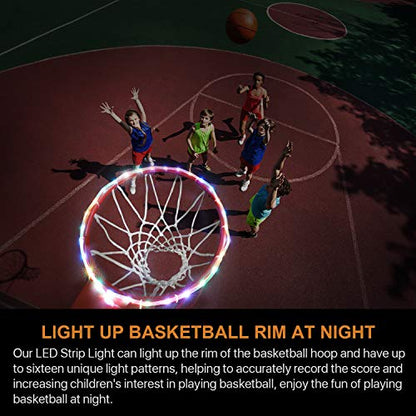 Waybelive LED Basketball Hoop Lights, Remote Control Basketball Rim LED Light, 16 Color Change by Yourself, Waterproof, Super Bright to Play at Night Outdoors, Good Gift for Kids - style: LED Basketball Hoop Lights