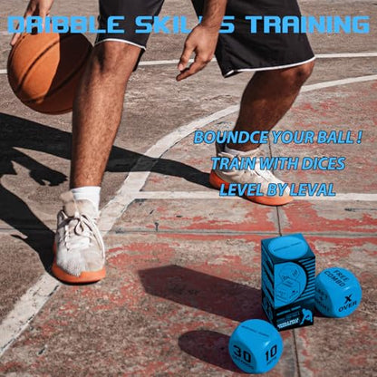Basketball Dribble Skills Dice Set - Training Equipment - Basketball Gift for Boys.Dribble Skills Training for Beginner and Party Favors - color: Blue