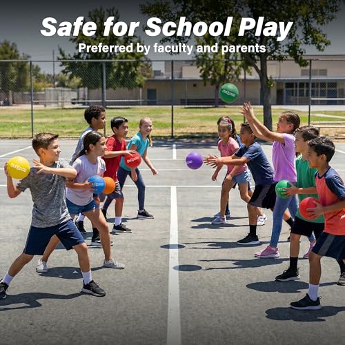 GoSports Soft Skin Foam Playground Dodgeballs - Set of 6 Includes Mesh Carry Bag - color: 6" Multicolor