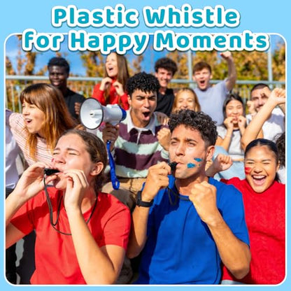 Mototo 72/144/200 PCS Plastic Whistle for Coach with Lanyard Loud Crisp Sound Sports Referee Whistle Multicolor Bulk for Adults Coaches Referees Teachers Officials Polices