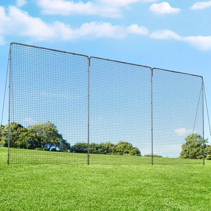 Backstop Net System for Backyard – Heavy Duty Sports Barrier Net with Steel Posts, Movable/Socketed Ball Stop Net for Soccer, Baseball, Training - size: 30FT Wide, style: Upgraded Socketed-1.75 Inch Net