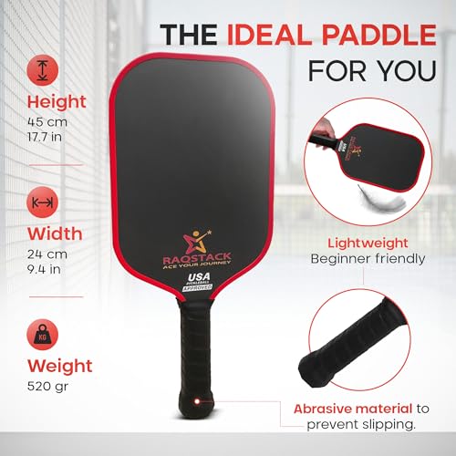 Carbon Fiber Pickleball Paddles with 4 Indoor Pickleball Balls - Top Performing T700 Pickleball Paddle USA Approved - Ace Your Journey with Our Pickle Ball Paddle